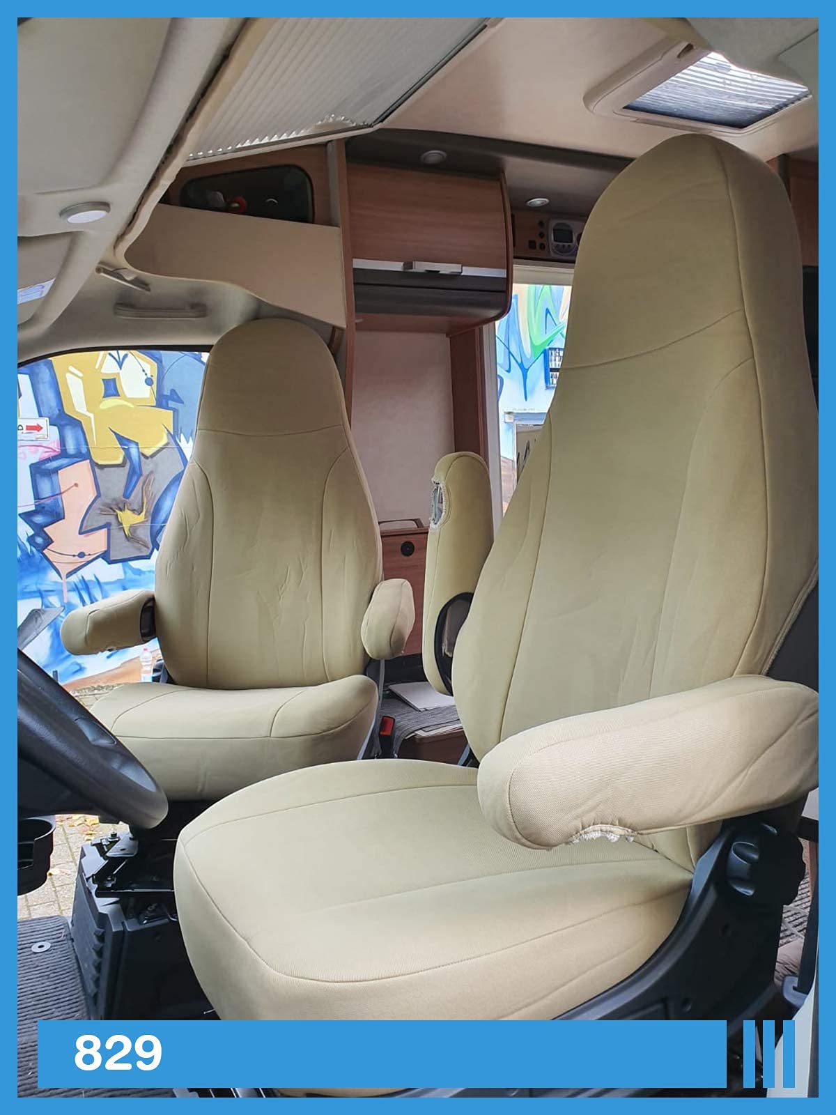 Bremer SITZBEZÜGE Fundas de Asiento compatibles con Autocaravana, Conductor y copiloto, número de Color: 829 (Beige)