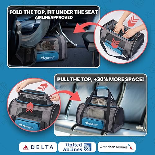 Miniatura 2 de BurgeonNest Transportador para mascotas extensible superior, aprobado por aerolíneas, para cachorros y gatitos de lados suaves de hasta 15 libras,