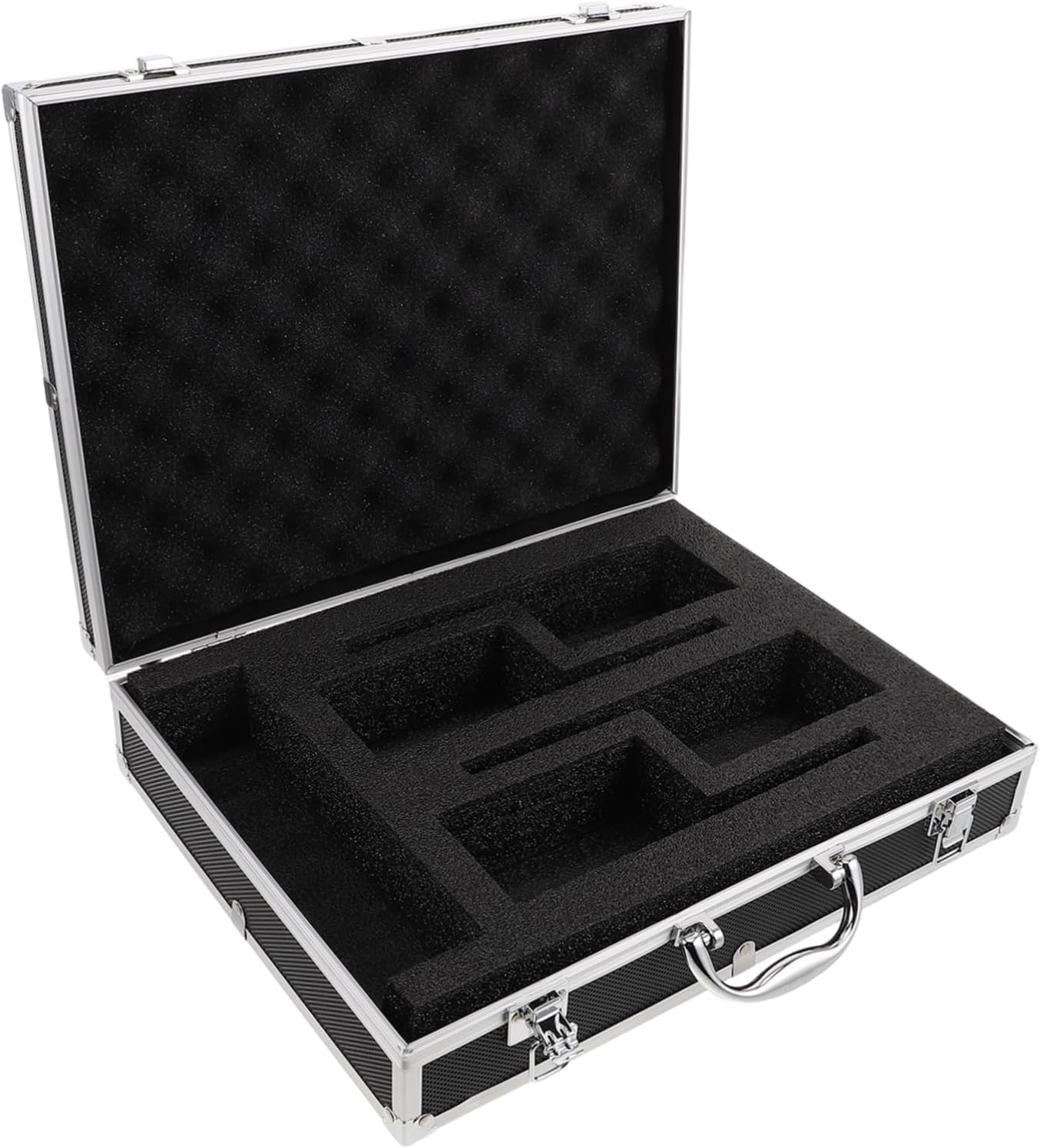 Handheld Microphone Storage Case Aluminum Box with Multi Slots for Mic and Cables Soft Inserts for Protection Portable Carrying for Ktv and Outdoor Events