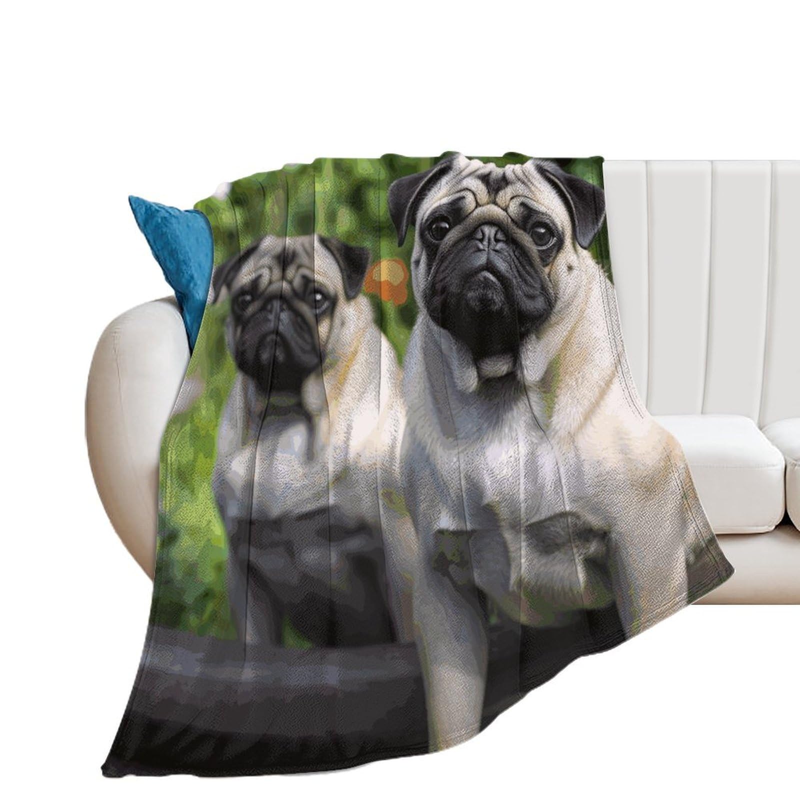 Couverture douce pour femme pour des soirées cocooning au salon avec motif carlin