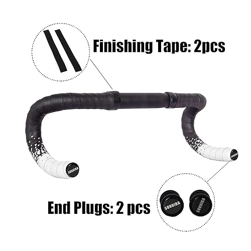 Miniatura 3 de SUNHIRA Cinta de manillar de bicicleta de carretera para bicicleta correa antideslizante para manillar duradero par blanconegro