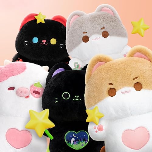 Miniatura 9 de Peluche largo de gato + juguetes de peluche de gato marrón, almohada de peluche de gato marrón de 20 pulgadas + almohada de felpa Kawaii de 18