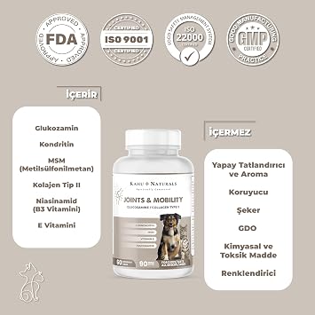 Kahu Naturals Joints&Mobility, Glucosamine, Chondritin, Collagen, Cat and Dog, 60 Tablets