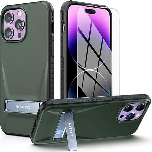 MyBat Pro Beyonder Series - Funda para iPhone 14 Pro Max con soporte y protector de pantalla (6.7 pulgadas), protección de grado militar, delgada,