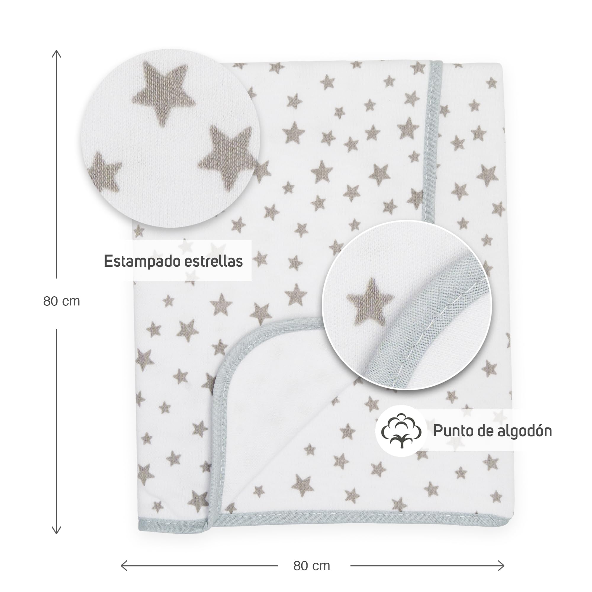 Ti TIN arrullo para bebé 80 x 80 cm, Doble Capa de algodón 100%, Transpirable, Extra Suave, fácil Lavado y Apto para Secadora, diseño Ligero y Estampados Divertidos
