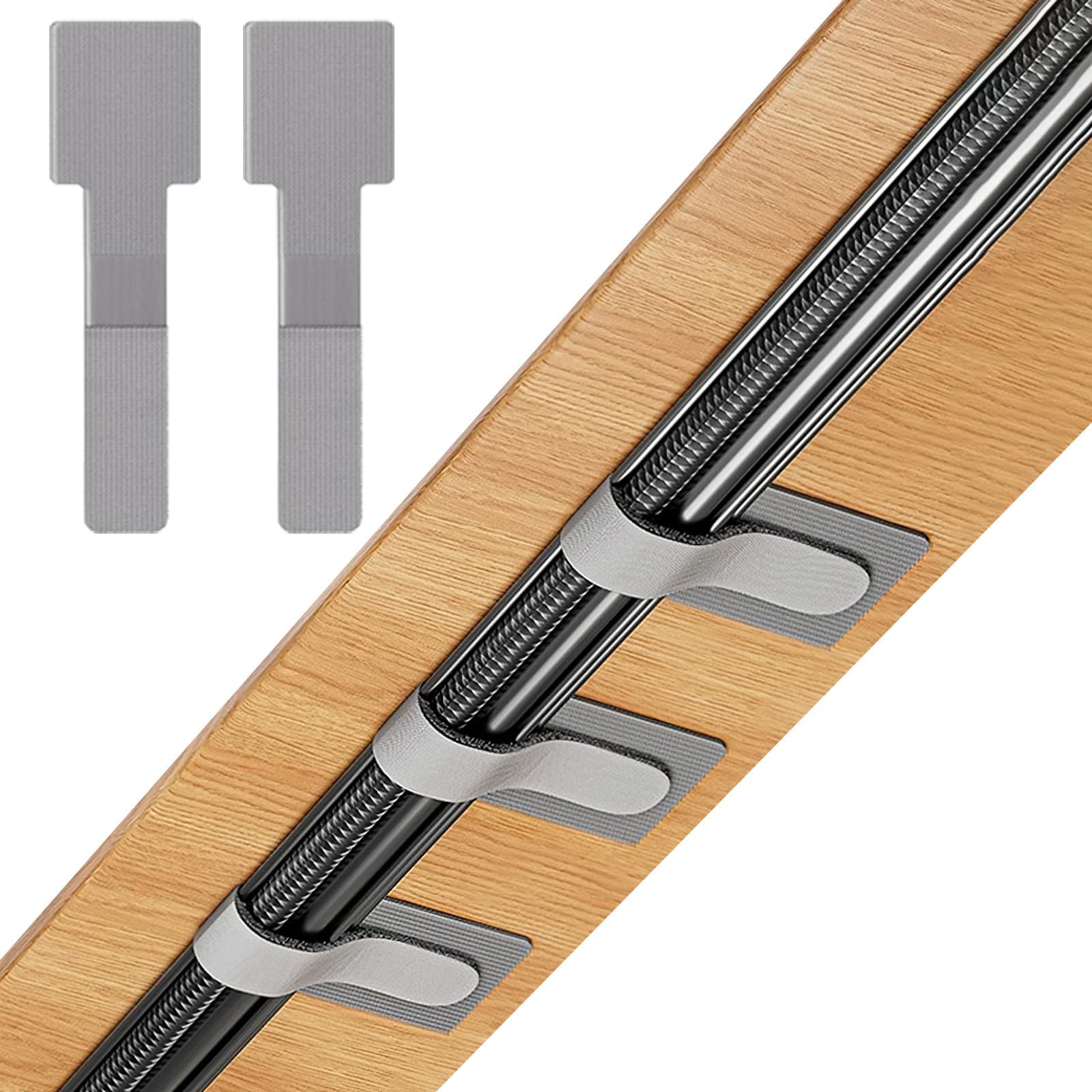 HSEANWWW 20 Stück Kabelmanagement Schreibtisch, Kabelbinder Selbstklebend Klettband Kabel Organizer Schreibtisch Kabelklemmen Kabelclips Kabelbefestigung für TV, Lichterkette (Grau, 20)