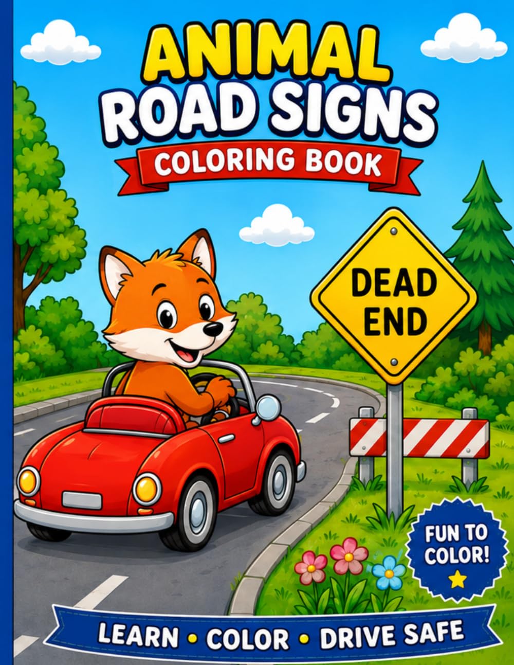 Animal Traffic Signs Coloring Book: Fun Road Sign Adventures with Cute Animals | Learn Traffic Safety While Coloring