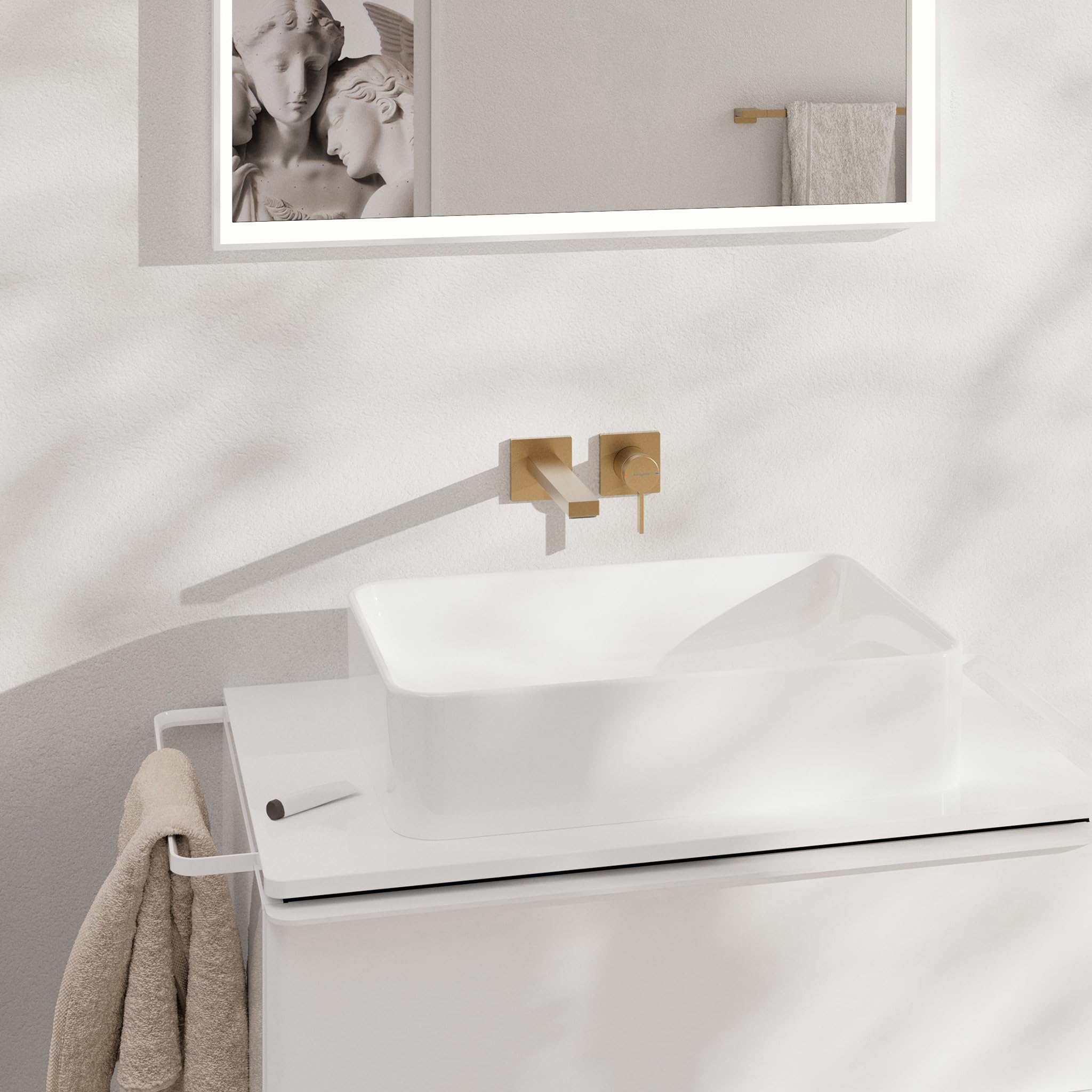 hansgrohe Tecturis E - bateria umywalkowa podtynkowa do montażu na ścianie z zestawem odpływowym, kran łazienkowy z długością wylewki 22,5 cm, oszczędność wody (EcoSmart+), brąz szczotkowany, 73051140