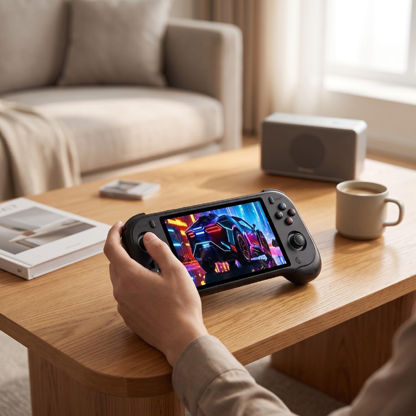 Console Portatile con Doppie Levetta e Schermo da 5,5 Pollici, per Uso | Vasta libreria di giochi, supporto multiplayer WiFi, doppio feedback di vibrazione, controllo di precisione, materiale ABS