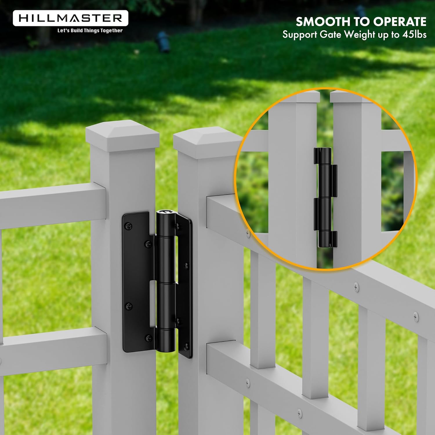 5-3/4" Self Closing Aluminum Gate Hinges for Metal Gates,Heavy Duty Fence Door Hinges for Pool Gate, Adjustable Tension Hinges for Vinyl Fence,Hinges for Indoor Outdoor,Gate Hardware,2Pack,Matte Black