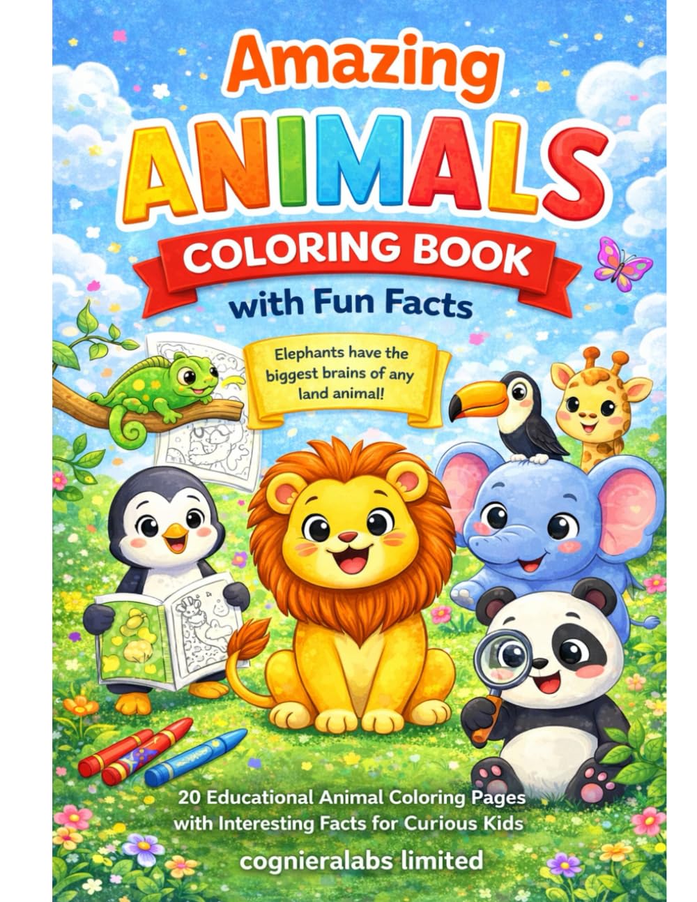 Amazing Animals Coloring Book with Fun Facts: 20 Educational Animal Coloring Pages with Interesting Facts for Curious Kids