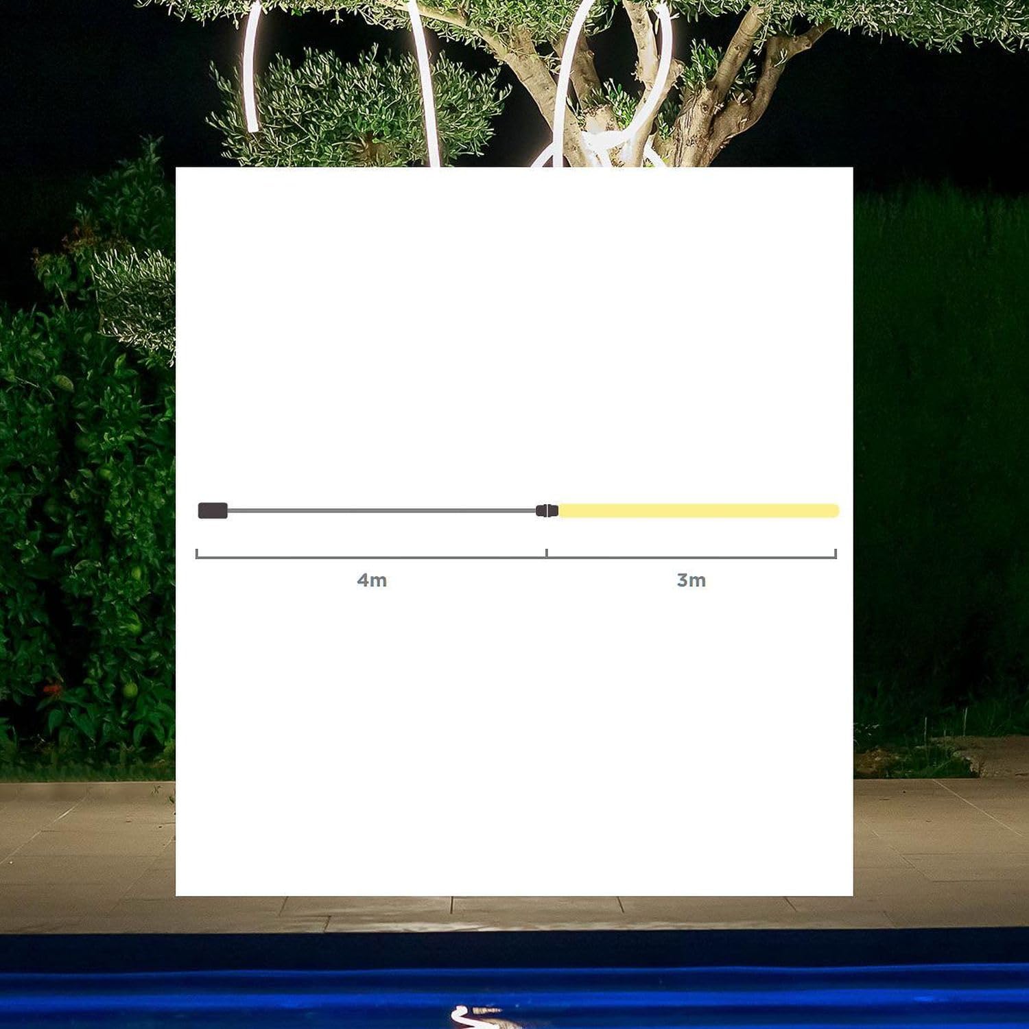 Licht-Erlebnisse LED Lichtschlauch außen 3m lang + 4m Kabel Stecker IP65 3000 K lm warmweiß Modern Gartenbeleuchtung Außenlampe Balkon Garten Terrasse
