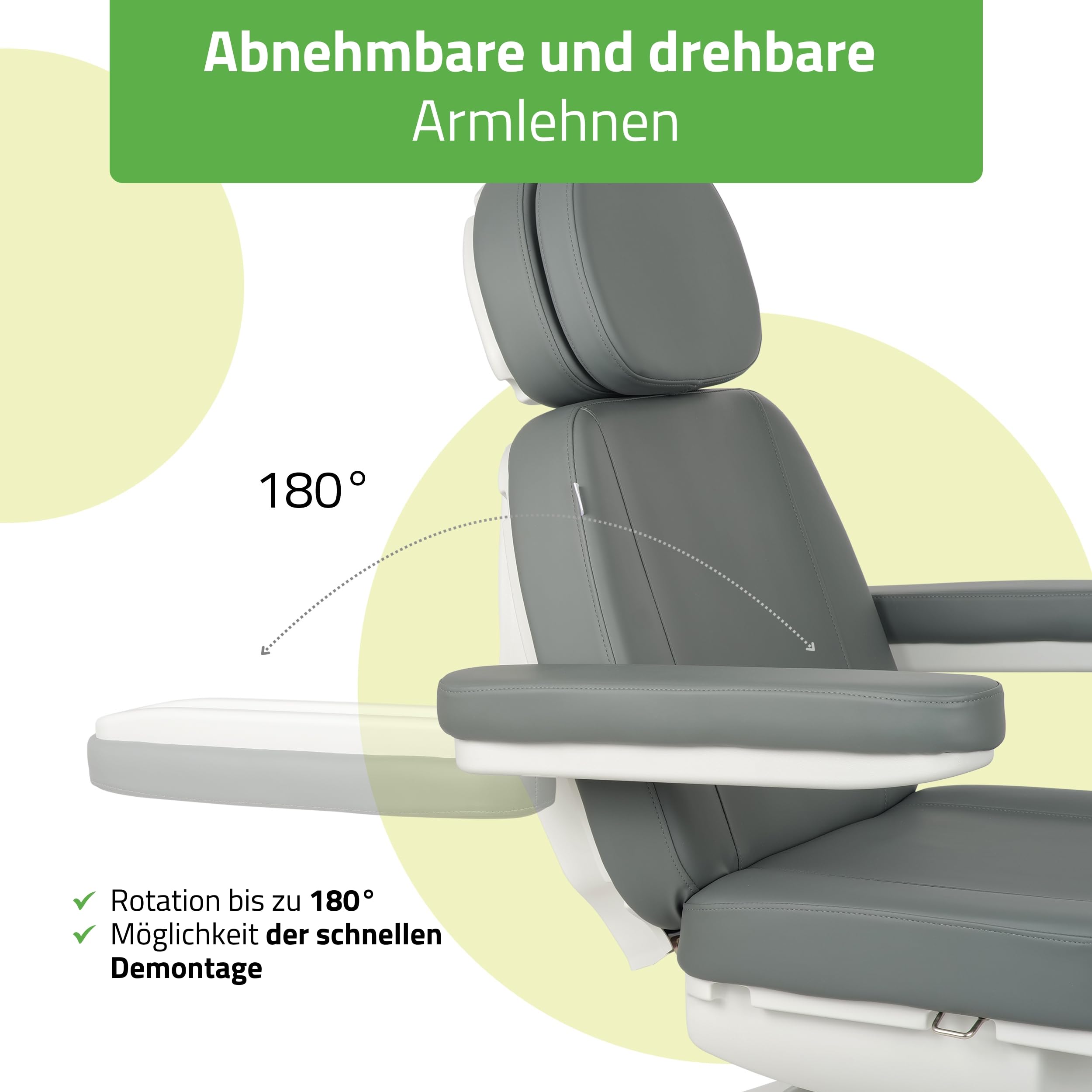 HABYS Luxoria PRO 5 Elektrische Kosmetikliege | Beheizbare Beautyliege mit 5 Motoren, Drehfunktion & Fußsteuerung | Kosmetikstuhl für SPA, Ästhetische Medizin & Massage Ash Grey
