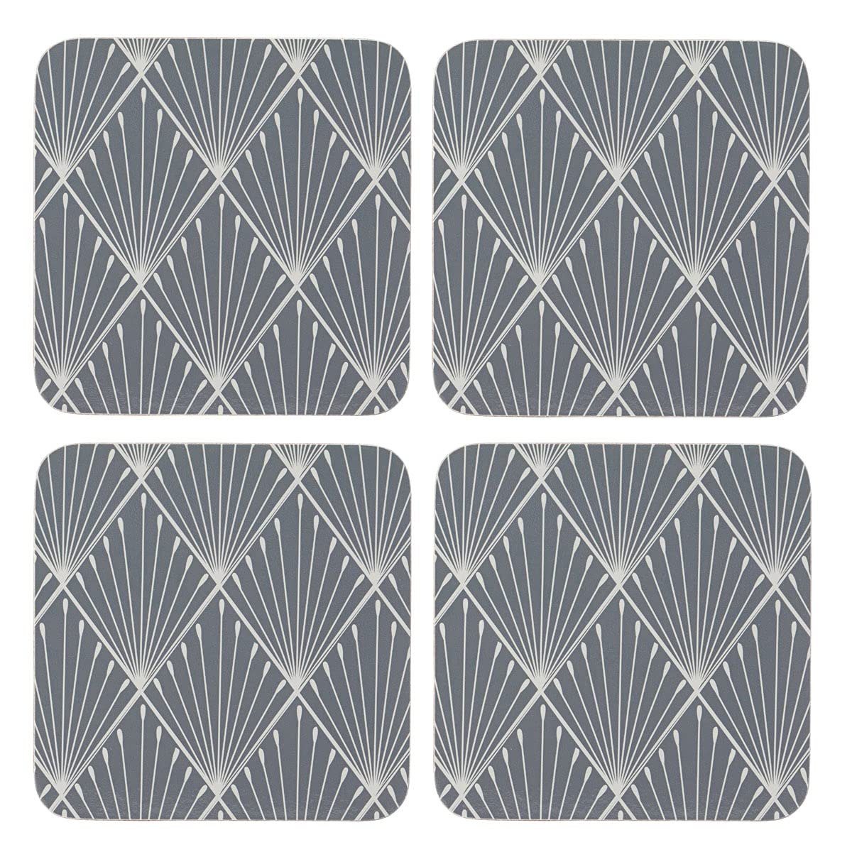 English Tableware Co. Geometric Set of 4 Coasters | Cork Backed Drinks Mats | Heat Resistant Table Protectors | Modern Kitchen & Dining Décor