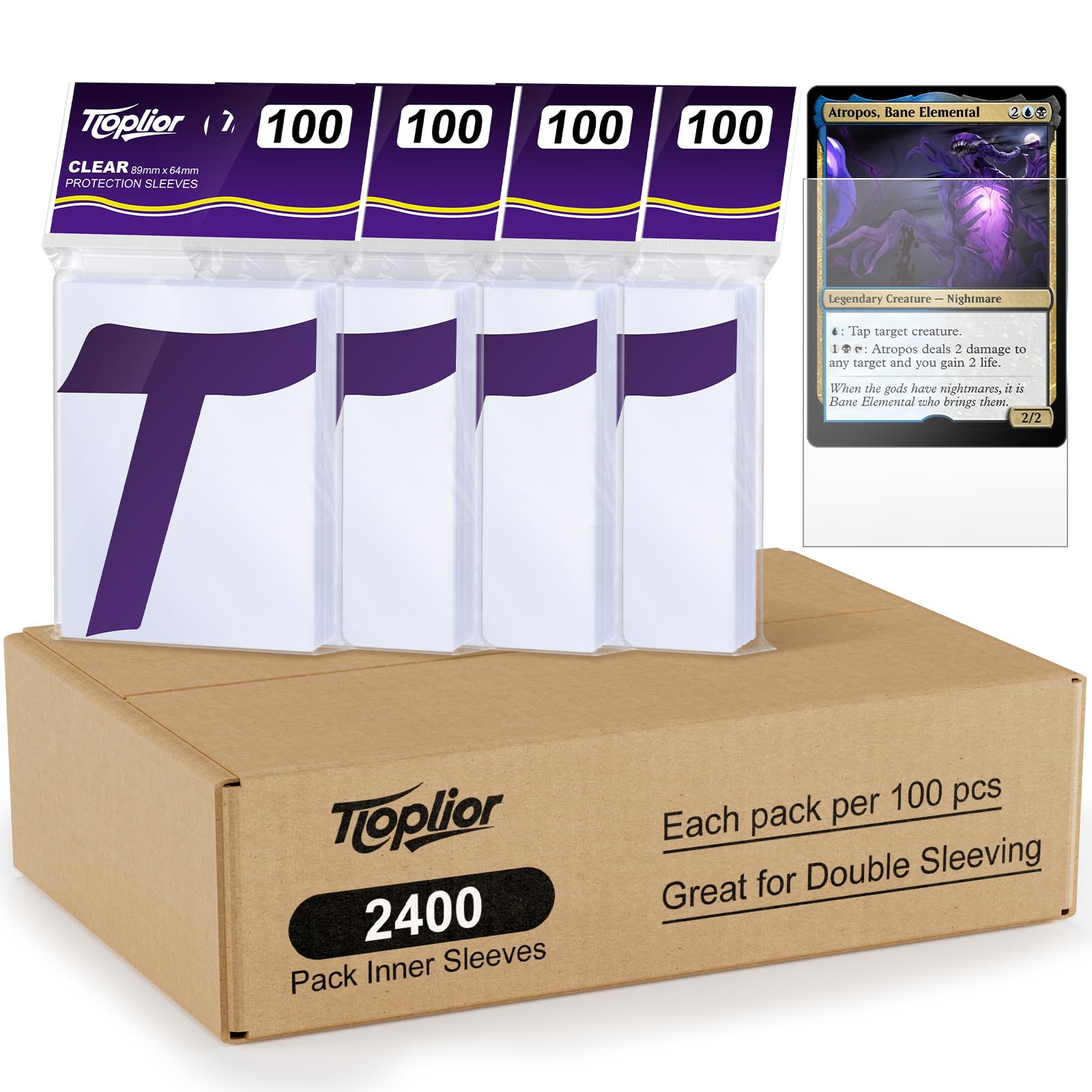Clear Inner Card Sleeves,Perfect Fit for Double-Sleeving,Acid-Free & Scuff-Resistant,Trading Card Sleeve Compatible with MTG,TCG,Baseball,Sports Cards (2400)