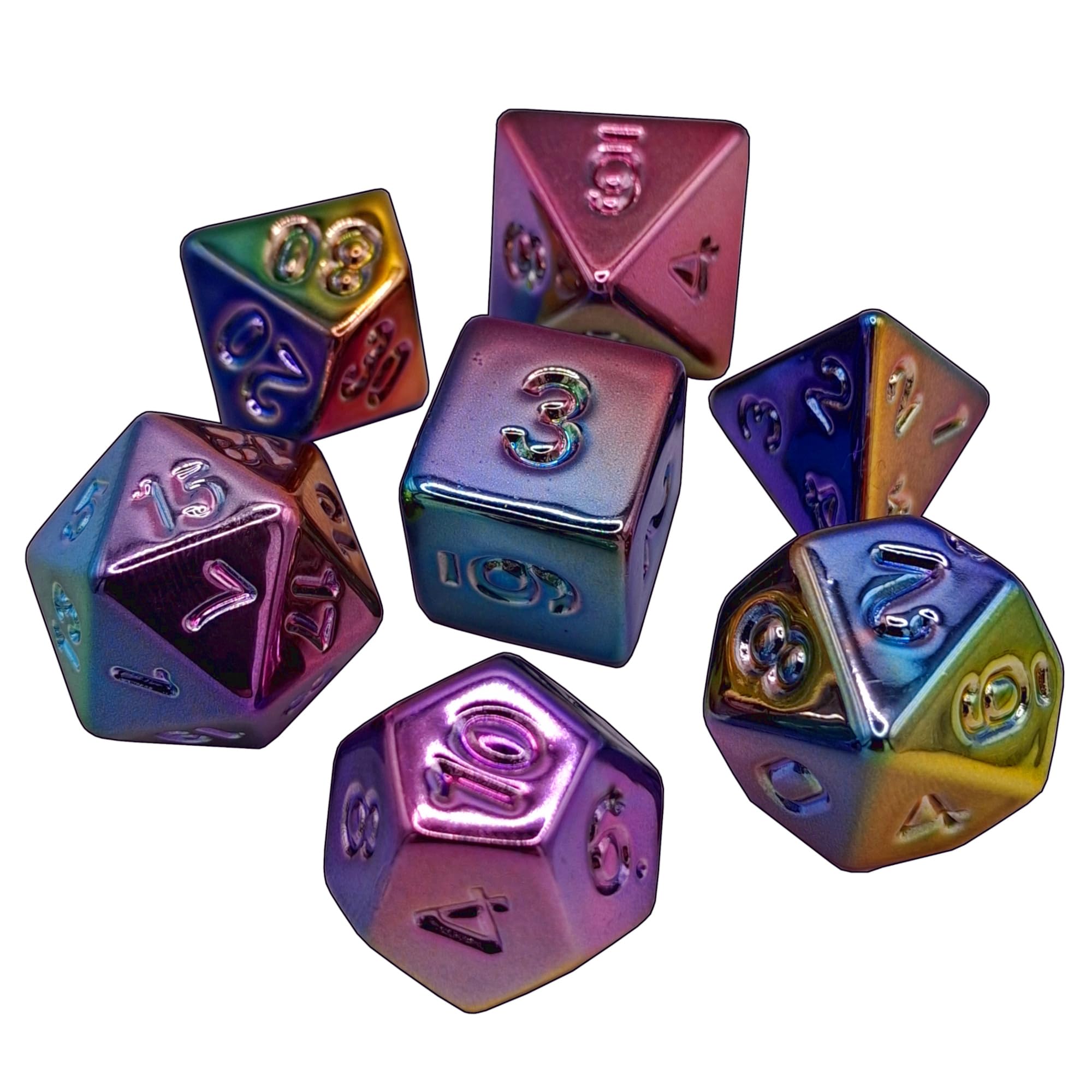 Gold/Silver/Rose/Rainbow Electroplated Dice Set, Treasure TTRPG Dice Set