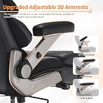 700lbs Grande et grande chaise de bureau-Grande chaise de réception haute avec support Lombaire réglable 3D Flip bras Plus Taille roues, chaise d'ordinateur exécutif, base en métal lourd, large siège rembourré épais