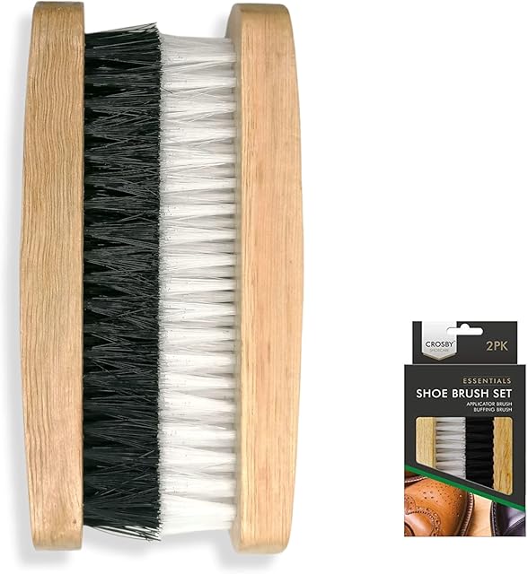 Homebay® 2pc Boot Brush Set | Traditional Leather Shoe Polish Brushes Boot Polish Cleaning Brush Kit - Shoe shine brush set Includes Applicator and Buffing brush