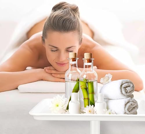 Miniatura 4 de Bandeja blanca de salón, carrito con ruedas, bandeja de tatuaje blanca ajustable, adecuada para un entorno minimalista, adecuada para bandeja