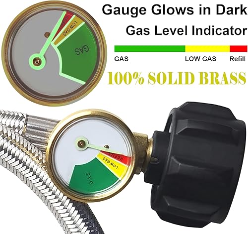 Vista 5 de Adaptador de repuesto de propano trenzado de acero inoxidable de 36 pulgadas QCC1 tipo entrada de propano de extensión de manguera de recambio