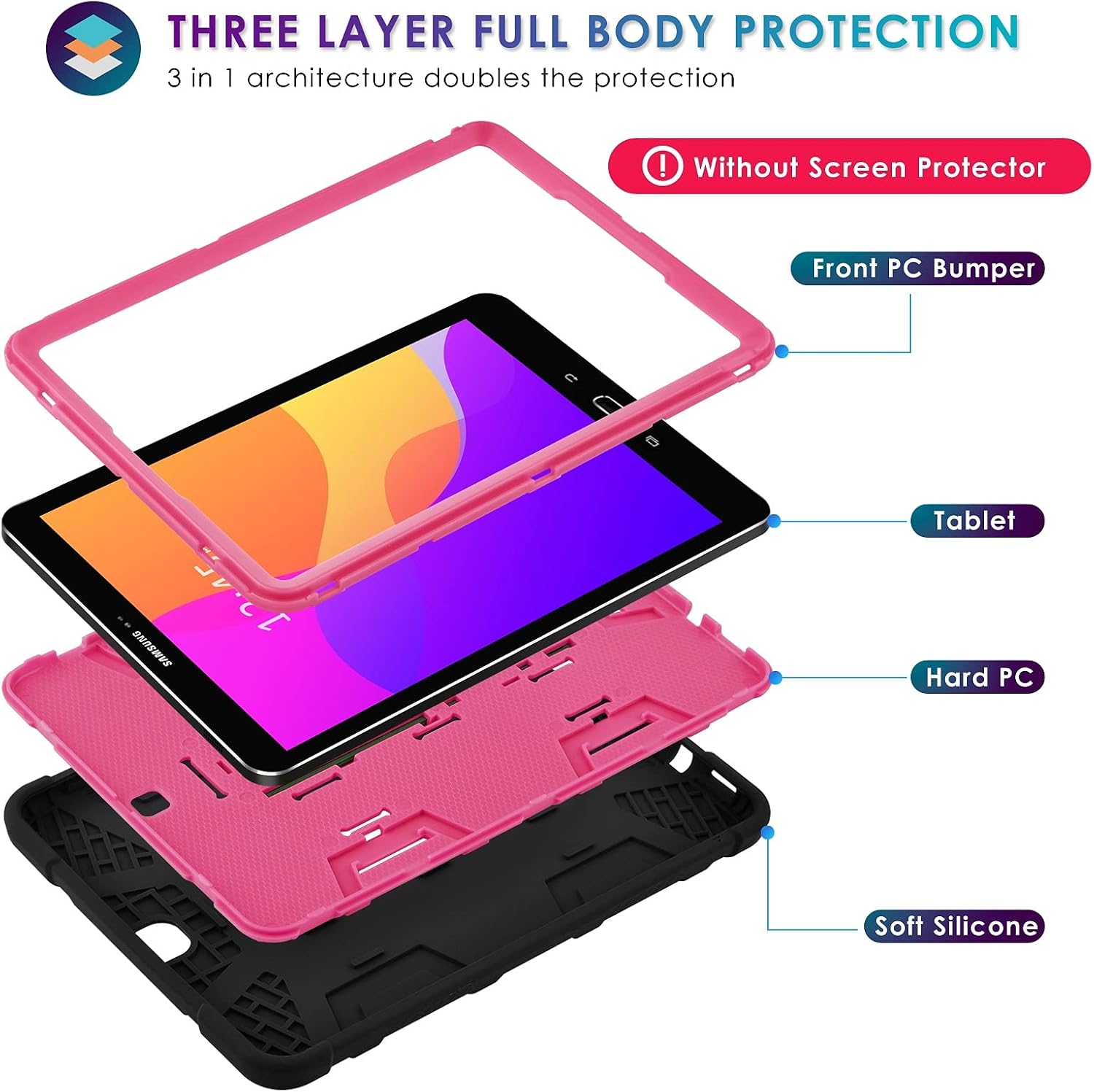 DETUOSI Shockproof Case for Samsung Galaxy Tab S2 9.7" 2015 (SM-T810/T813/T815/T819), Multi-Angle Kickstand Full-Body Protective Cover for Samsung Tab S2 9.7 inch SM-T810/T815 Tablet 2015 (Black&Red)