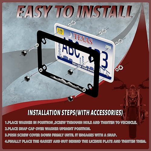 Miniatura 4 de Marco de matrícula de motocicleta de montaña, de acero inoxidable, impermeable, de metal, divertido soporte de etiqueta negra, accesorio de