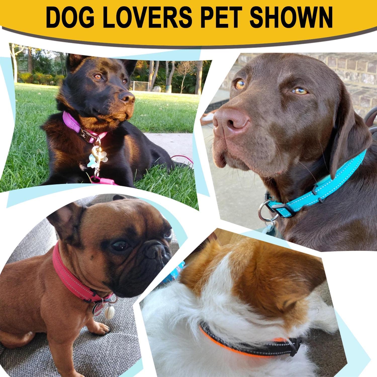 ATETEO Dog Collar, Reflective Adjustable Basic Dog Collar with Soft Neoprene Padding, Durable Nylon Pet Collars for Puppy Small Medium Large Dogs, Black, S: 9-14.2 inch 8