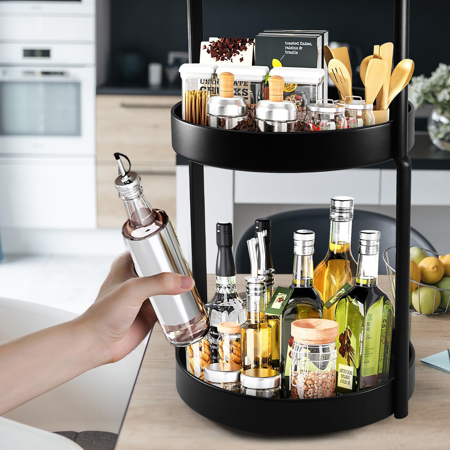 Stainless Steel Lazy Susan Spice Rack Stainless Steel 2 Layer 360