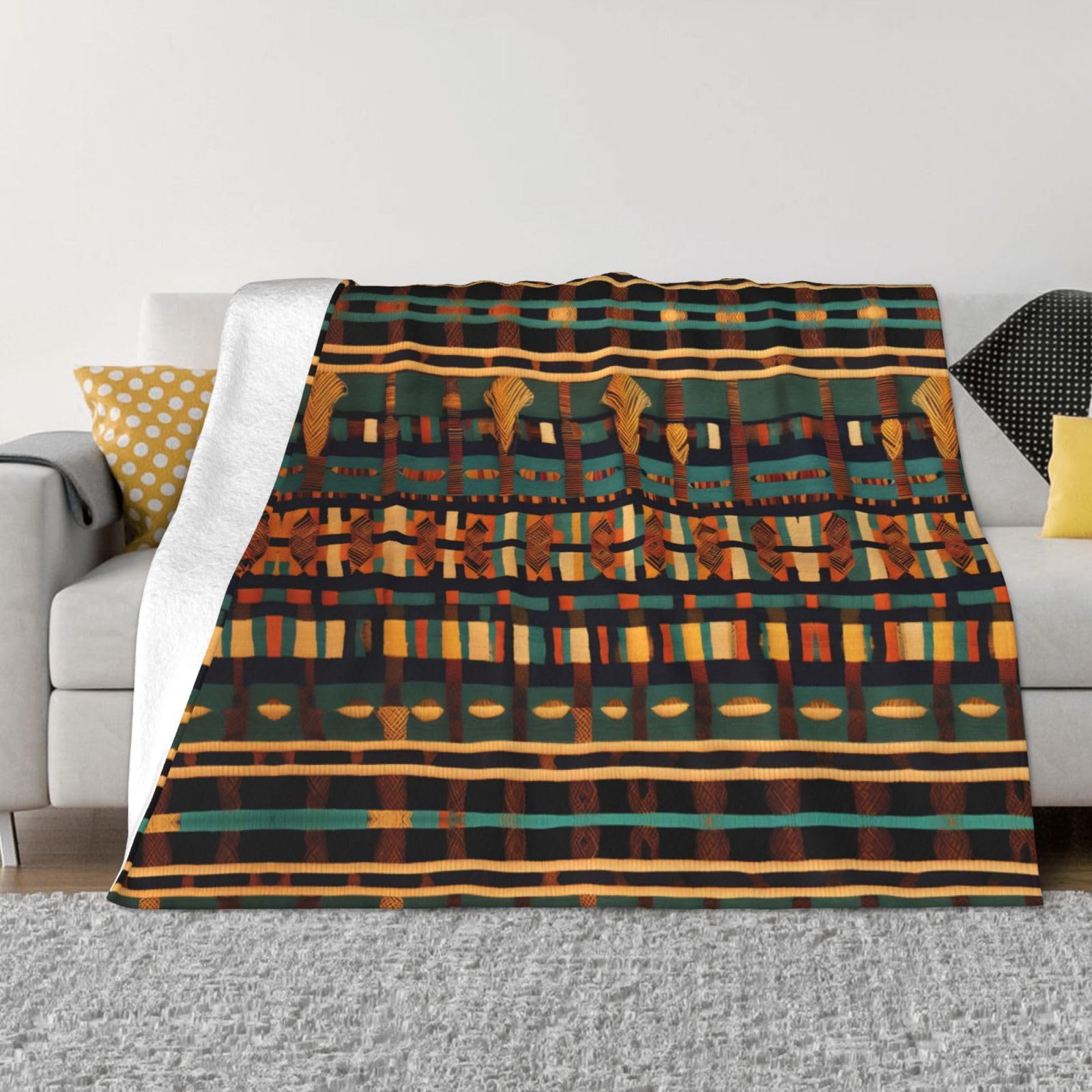 Couverture polaire canapé flanelle douce plaid lit toutes saisons motif classique africain 127x152
