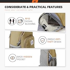 SKYSPER Sling Bag RFID Crossbody Sling Backpack Cross Body Shoulder Bag Travel Hiking Daypack for Women Men(Khaki)