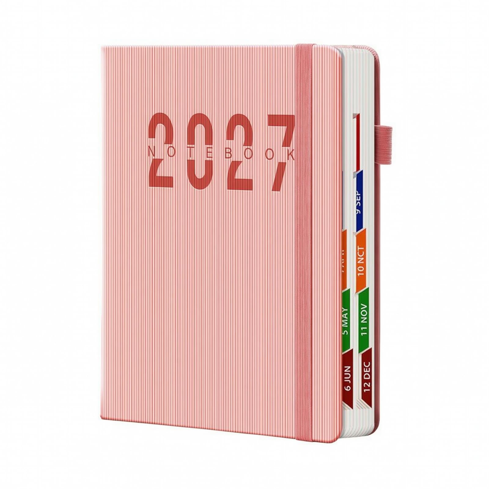 TISHITA Planner Giornaliero 2027 Leggero | A Righe, Taccuino con Copertina in PU, Multifunzionale, Calendario, per Ufficio, Lavoratori,