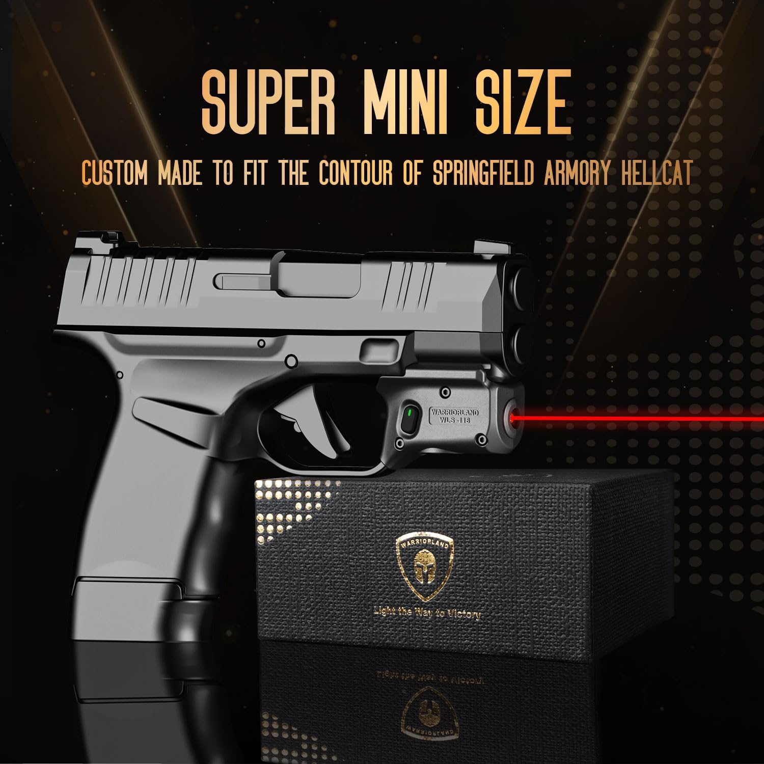 WARRIORLAND Red Laser Sight Fit Springfield Armory Hellcat (Not Fit Hellcat Pro), First Red Beam Sight with Power Indicator, Trigger Laser with Ambidextrous On/Off Switch, WLS-118