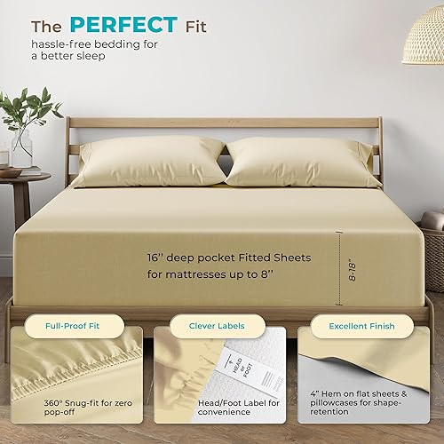 Miniatura 26 de THREAD SPREAD Sábanas 100% de algodón egipcio, tamaño individual, 800 hilos altos, 3 piezas, sábanas individuales extra largas para dormitorio