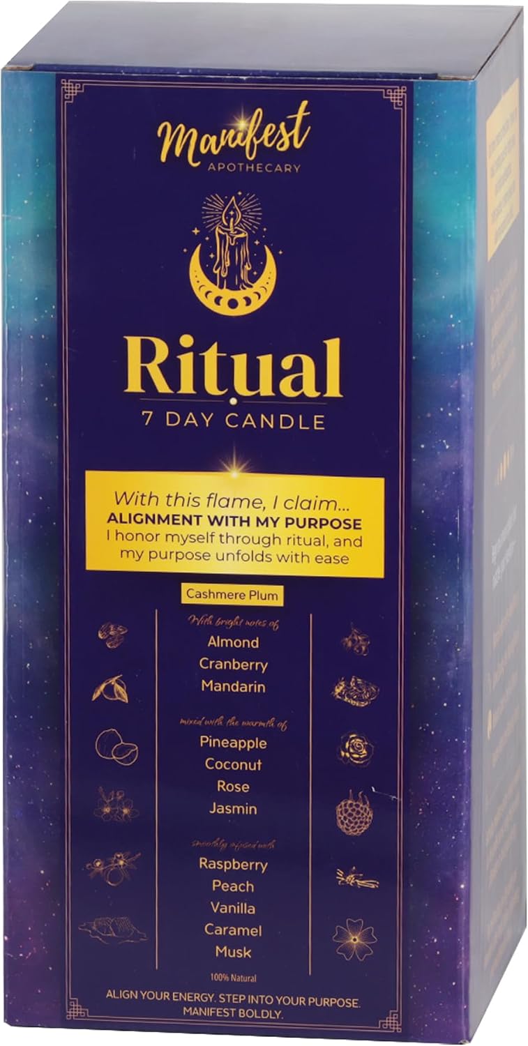 7-Day Chakra Candle – Guided Moon Phase Energy Alignment Ritual Embark on a 7-Day Journey of self-Alignment and Manifestation (Rainbow)