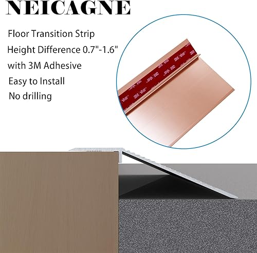 Miniatura 4 de Tira de transición de piso de aluminio de 4 pulgadas de ancho de madera a azulejo, rampas de umbral de 36 pulgadas para puertas, sillas de ruedas,