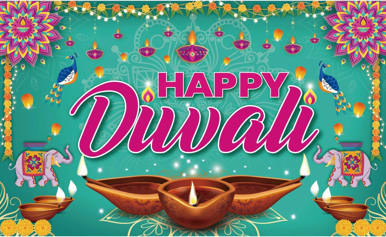 Happy Diwali Banner, Large 71" X 43" Diwali Decorations