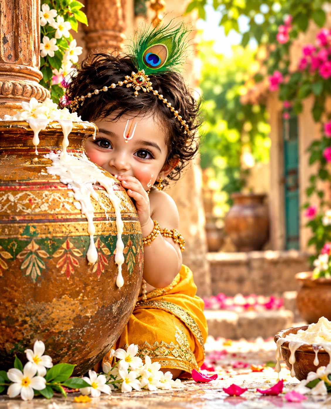 Baby Krishna Wall Poster - Divine Bal Gopal Art -3