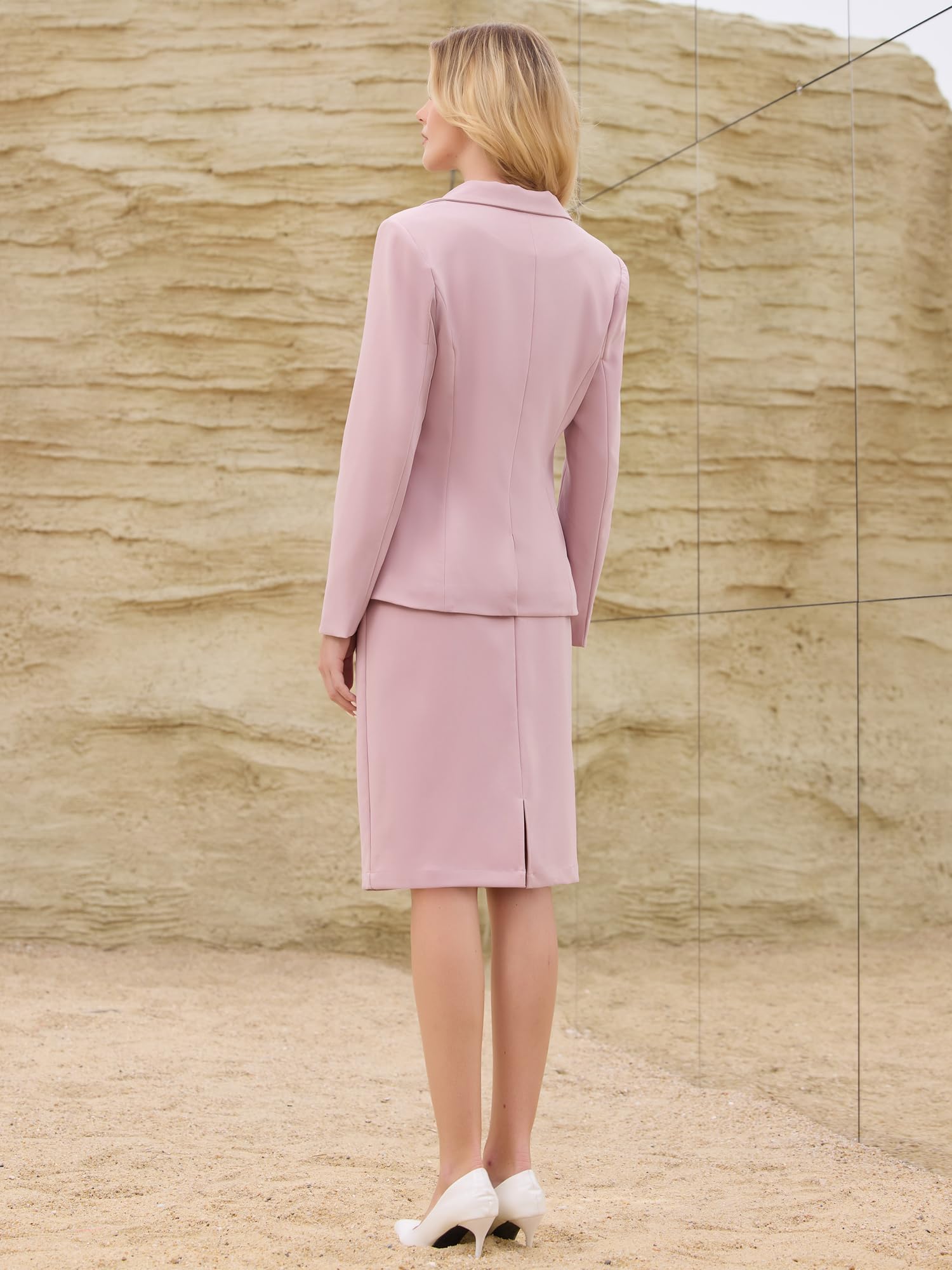 Hobemty Femme Ensemble Tailleur Jupe Blazer 2 Pièces Bureau Travail 2025