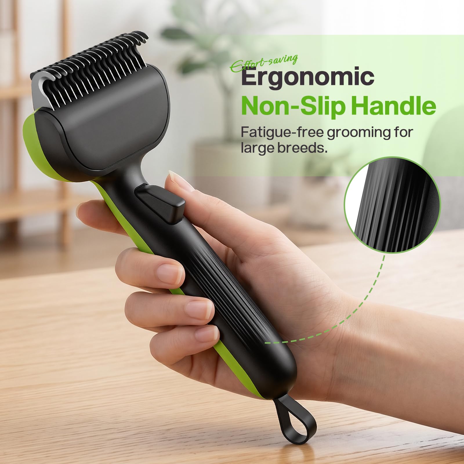 pecute Spazzola per Cani Gatti Pelo Lungo, Pettine Professionale con Pettine in Acciaio Inossidabile, Togliere Pelo Morto e Nodi, Sottopelo Cardatore per Cane Pelo Lungo Gatti(Verde)