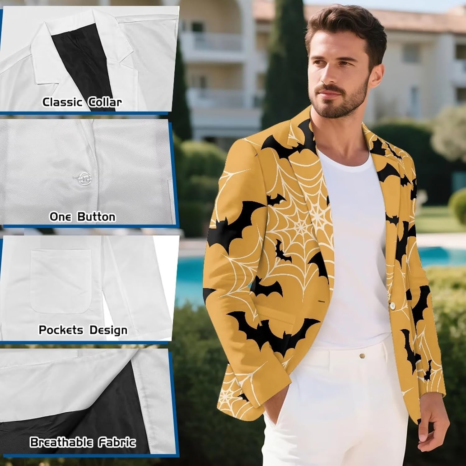 Mens Sport Coats and Blazers Blazer for Men One Button Men's Slim Fit Suit Blazer Jacket Halloween Costume Outfits