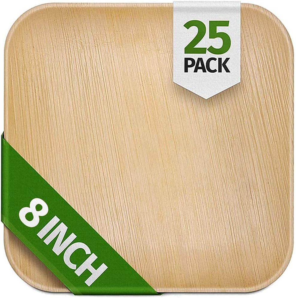 25 pack - 17cm x 17cm Small Square Palm Leaf Plates