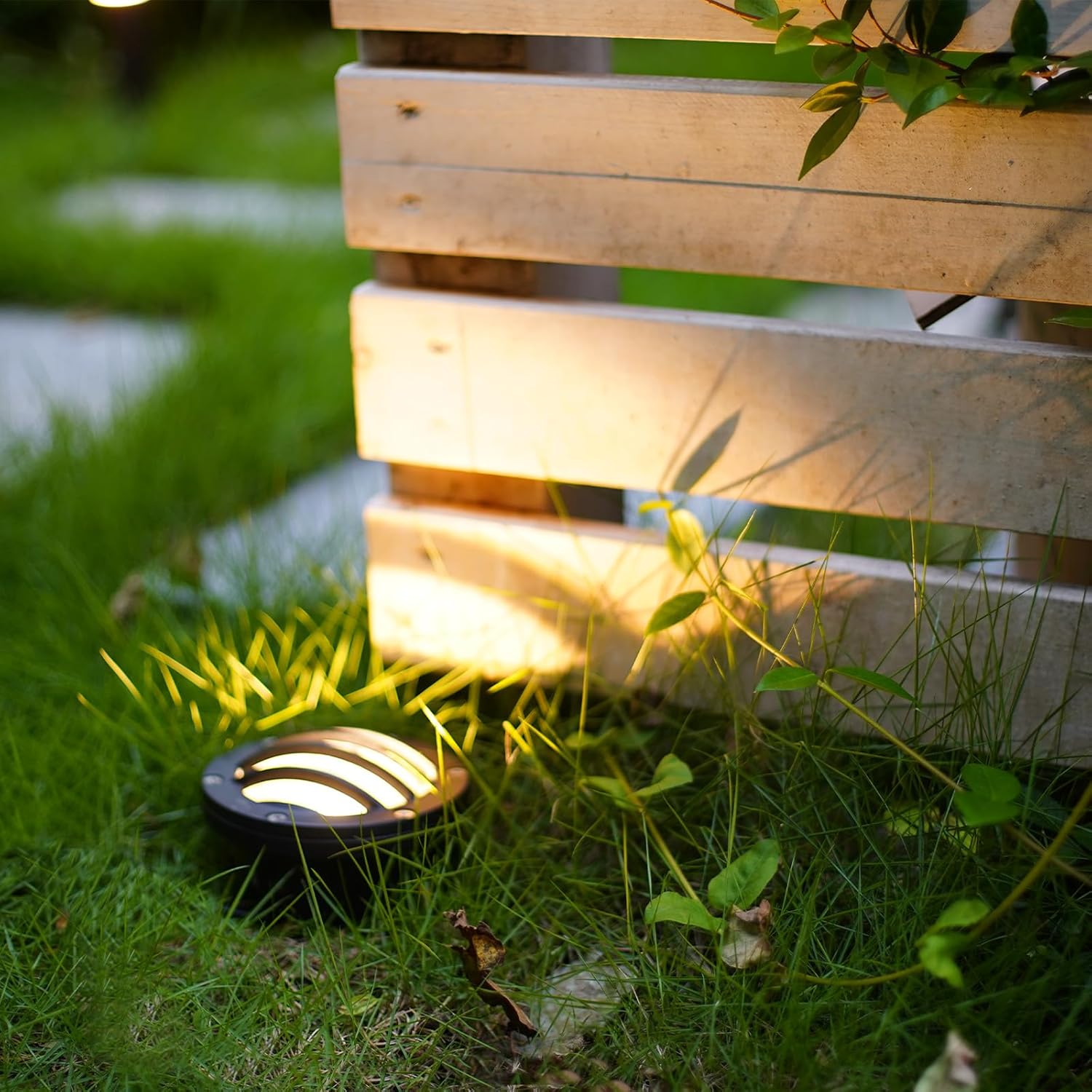 Low Voltage In Ground Lights 4PK 4W LED Well Lights 12V AC Outdoor Landscape Lighting Black Finish Tree Light Up Light 200 Lumens 2800K with Connector for Wall Garden