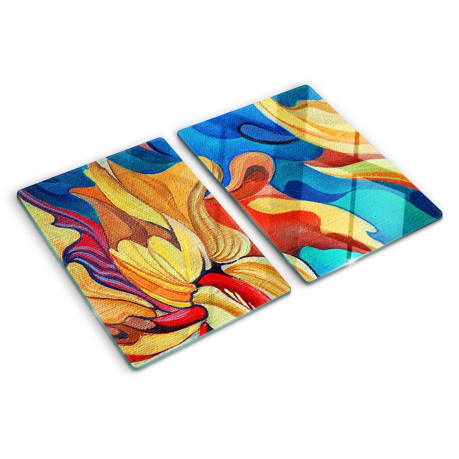 Planche à découper en verre 2x40x52 cm motif fleur abstraite