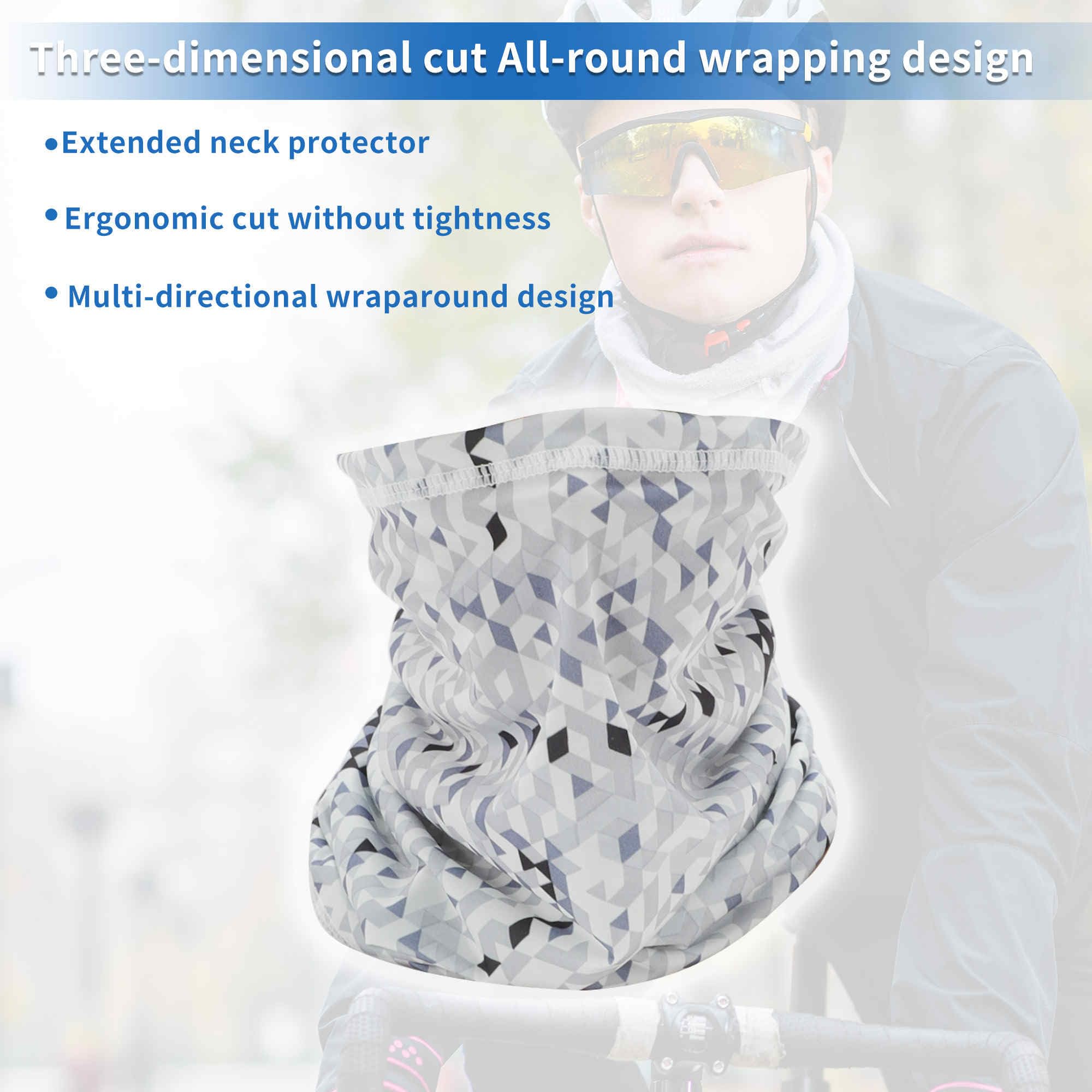 Cache-Cou Rafraîchissant 1 Pc pour Ski Moto Vélo Plein Air | Polyester, Nylon, 24x42cm, Blanc À Carreaux, Pour Course, Antivent, Protection Uv, Léger, Respirant