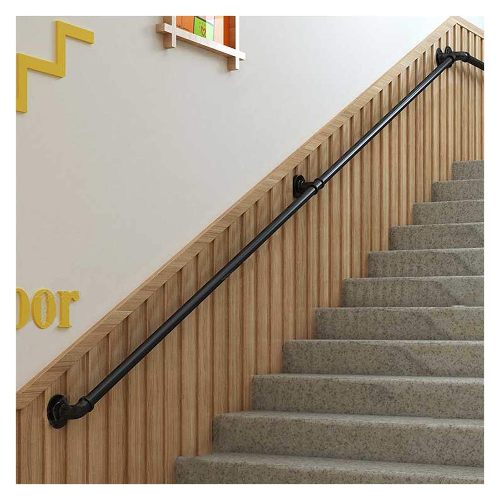 Rampe d'escalier noir en kit complet de sécurité pour intérieur et extérieur