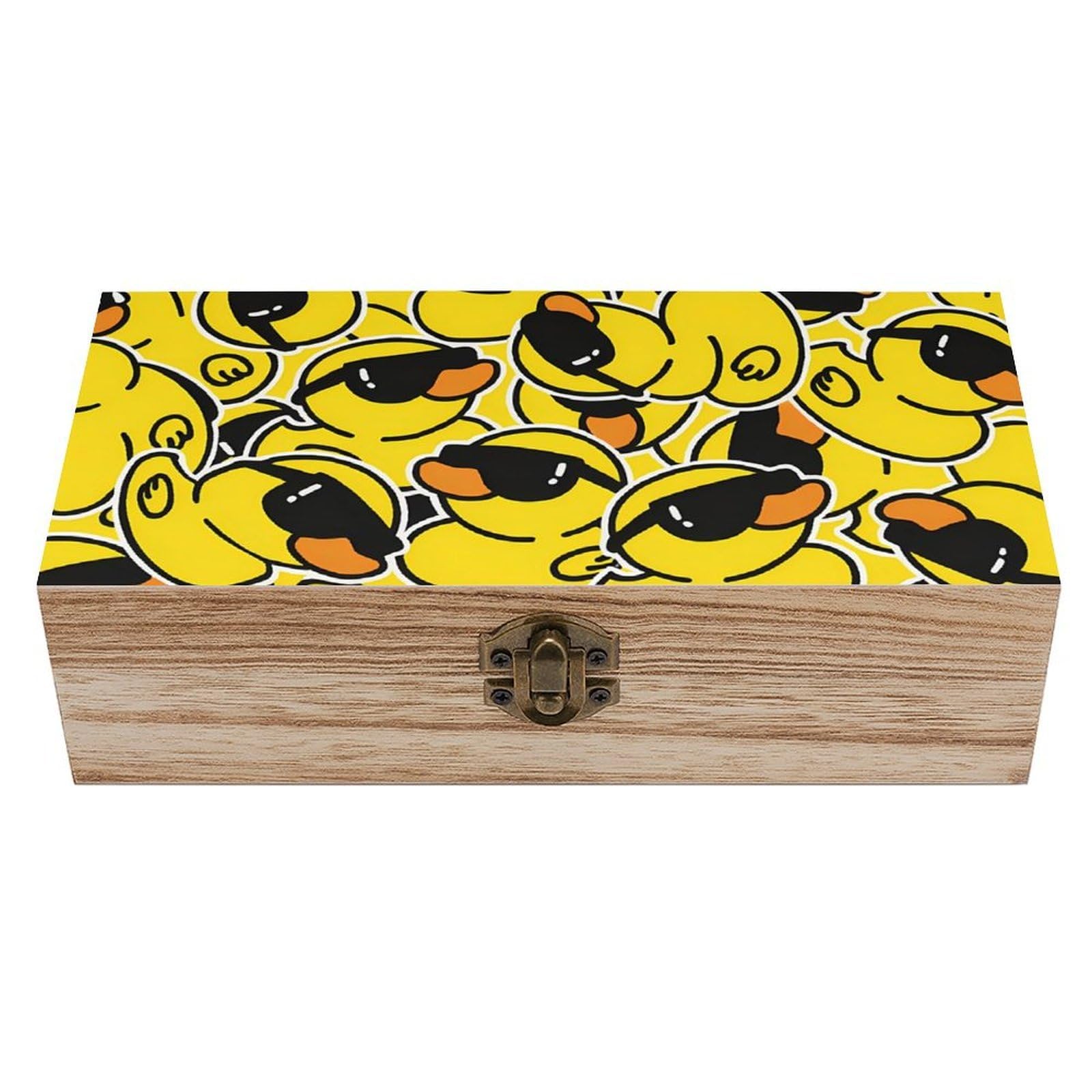 Oudrspo Cool Yellow Duck Retro Wooden Storage Box Keepsake Jewelry Decorative Art Storages Box Gift Boxs