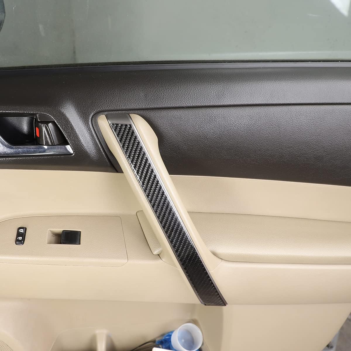 LLKUANG for Toyota Highlander 2009 2010 2011 2012 2013 Real Carbon Fiber Car 3D Sticker Door Panel Trim Interior Car Accessories