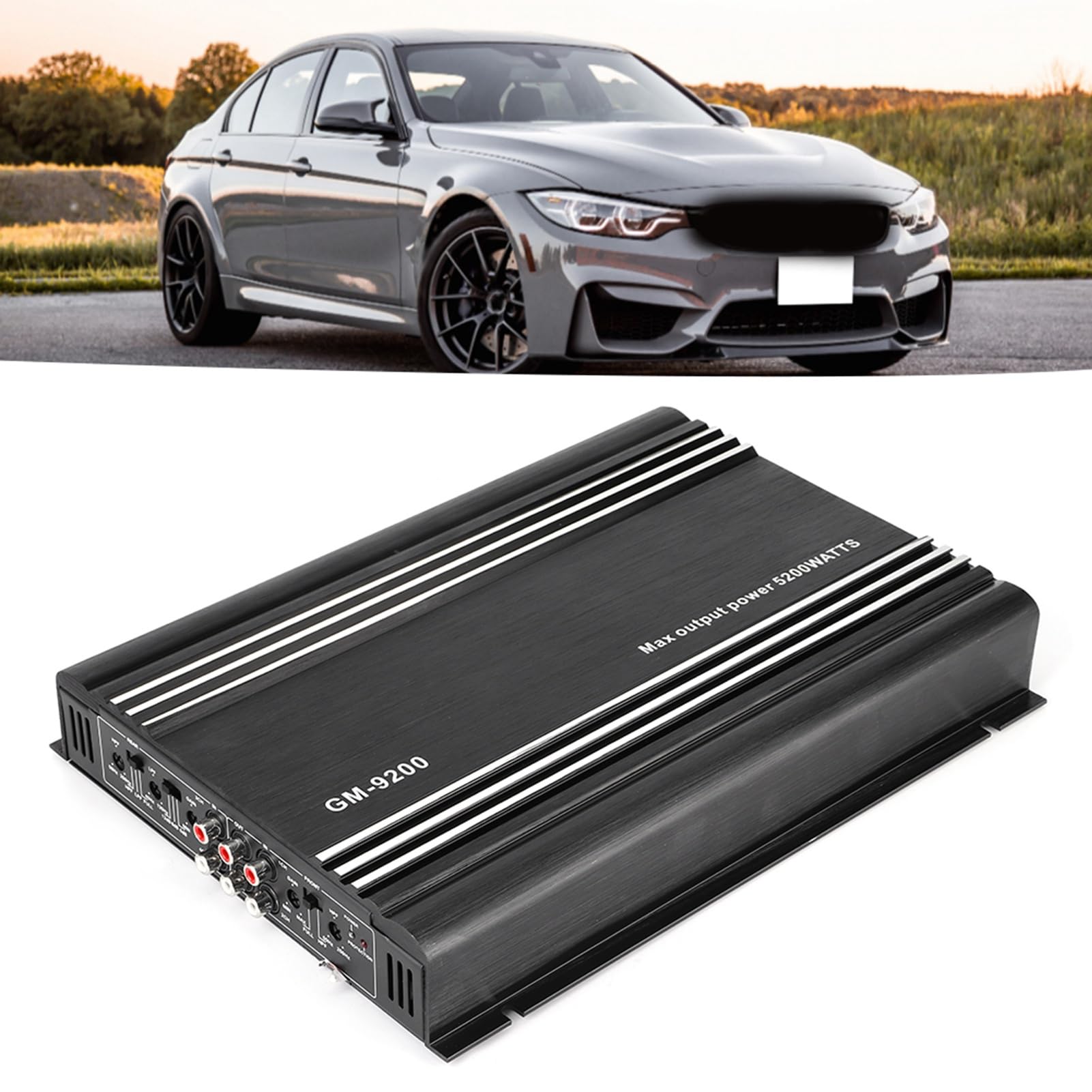 Amplificatore di audio a 4 canali Amplificatore stereo per auto ad alta 70 W 12 V in lega di alluminio nero per audio per auto 32 x 22,5 x 4,5 cm