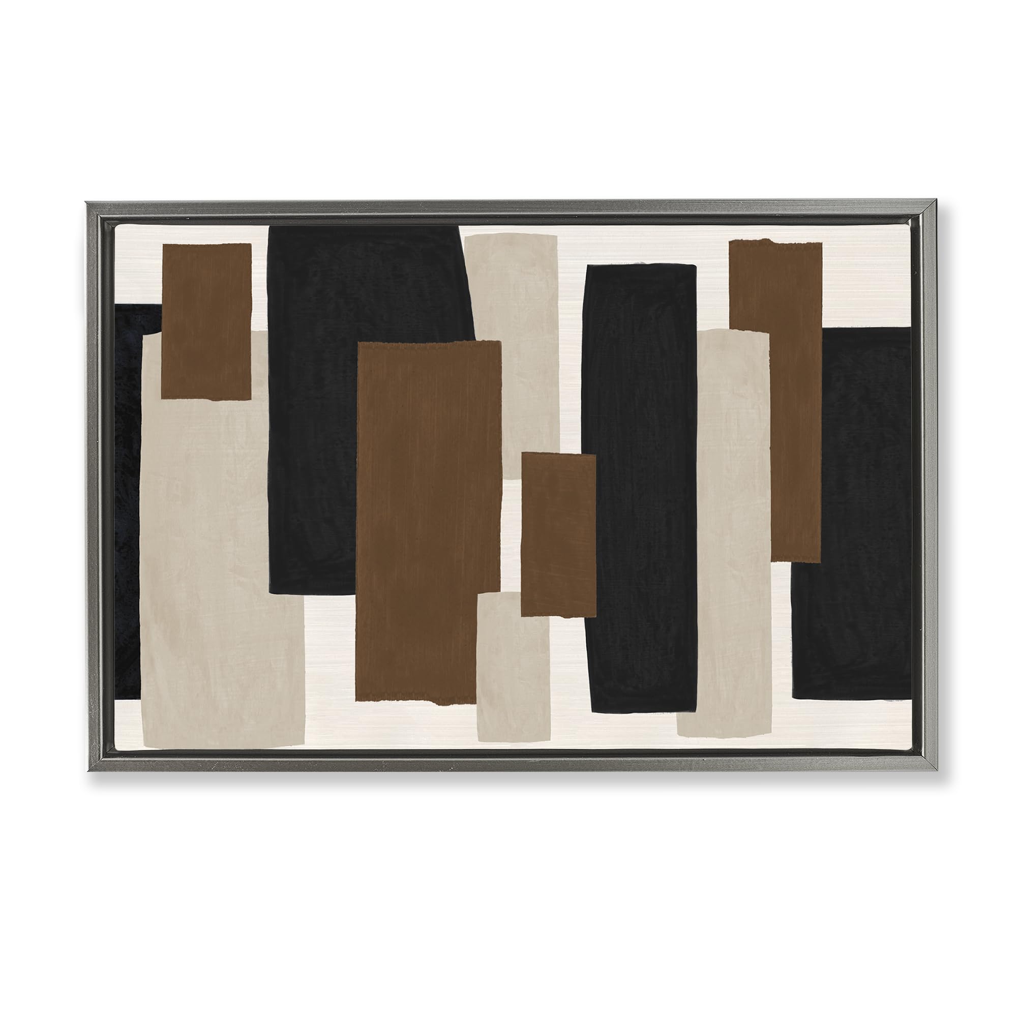 'Minimal Vertical Blocks in Earth Tones'| Floating Frame Canvas Art