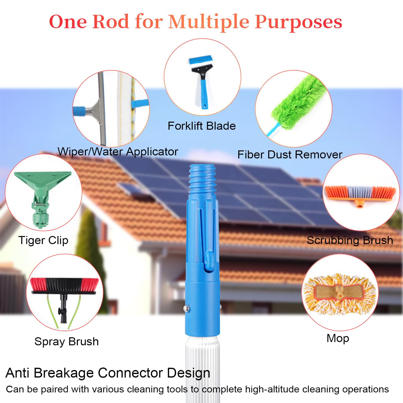 Water Fed Pole Cleaning Kit - 26FT Extendable Telescopic Brush For Windows & Solar Panels, 3-in-1 Wash/Brush/Scrape - View #2